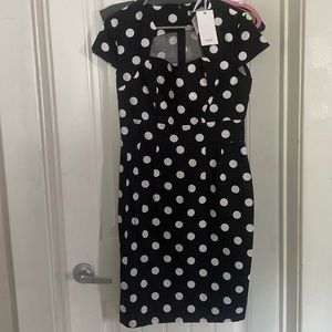Black and white polka dot dress! 1950s style!